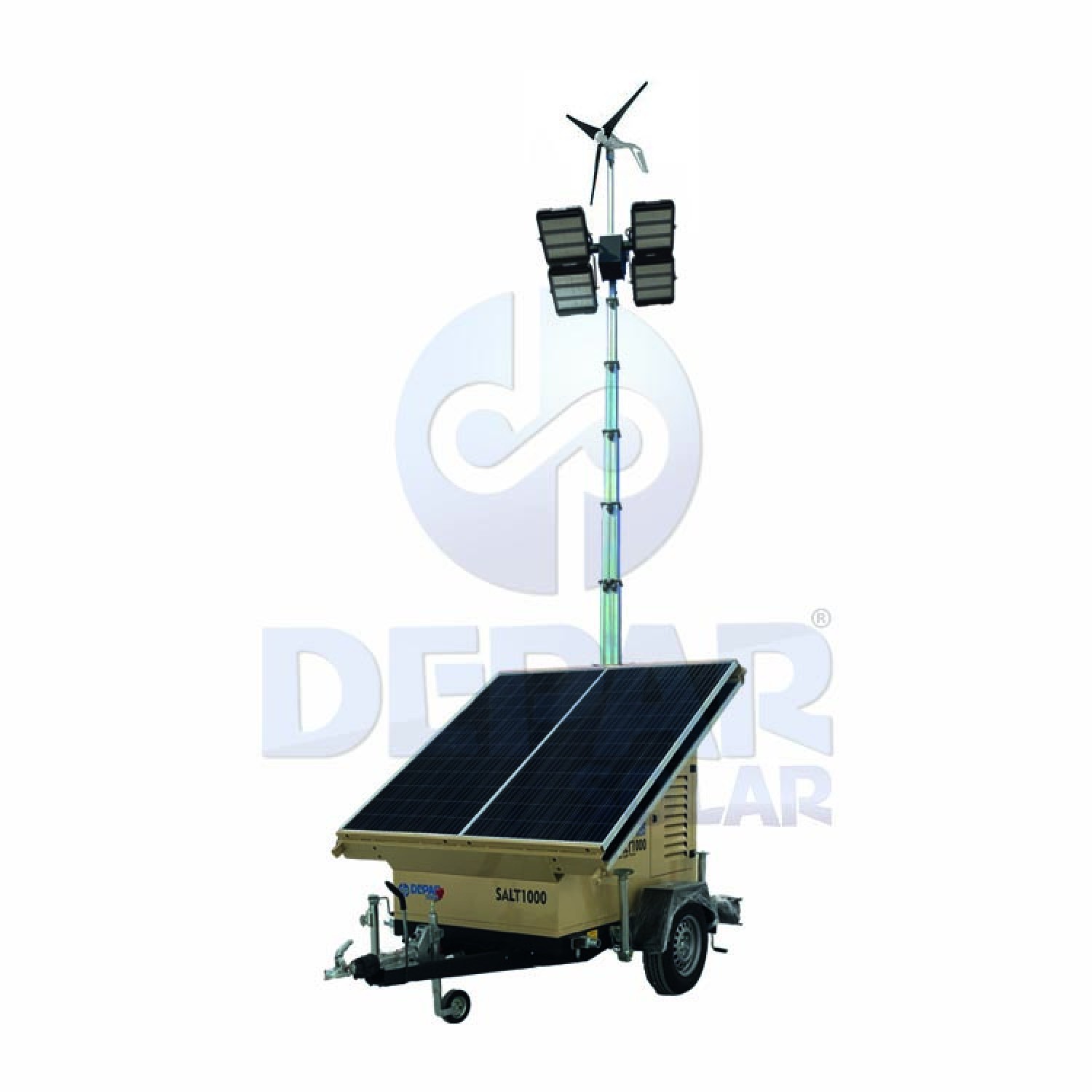 SALT1250 SERIES 1250W Solar Light Tower with Wind Assisted